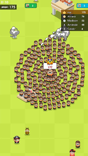 A large crowd of characters gathered on a bright field